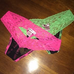 NWOT Y2K Playboy Bunny Fluorescent Thong Panties set
